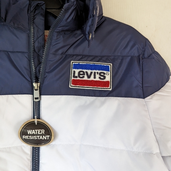 LEVI'S red white and blue colorblock puffer coat youth 10/12 - Picture 4 of 10